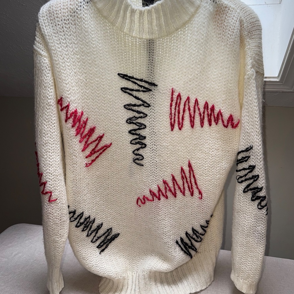 Vintage 1980s Catalina Raffles Collection Abstract Knit Sweater Size S - Picture 2 of 11